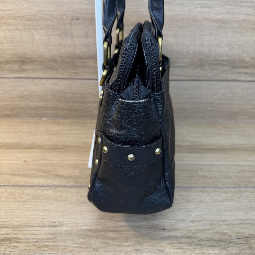 Great American Leather Works Shoulder Bag Crocodile Embossed Vintage Y2K Black - Picture 8 of 16